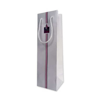 Sac Papier Kraft Blanc Luxe Cordelettes 1 Bouteille
